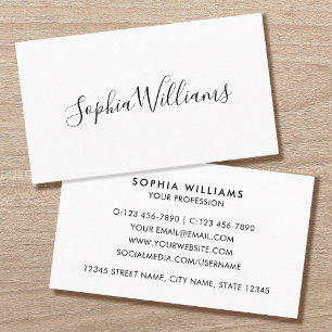 Elegant Script Modern Minimalist White Business Card