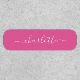 Elegant Script Modern Name Personalized Hot Pink Patch