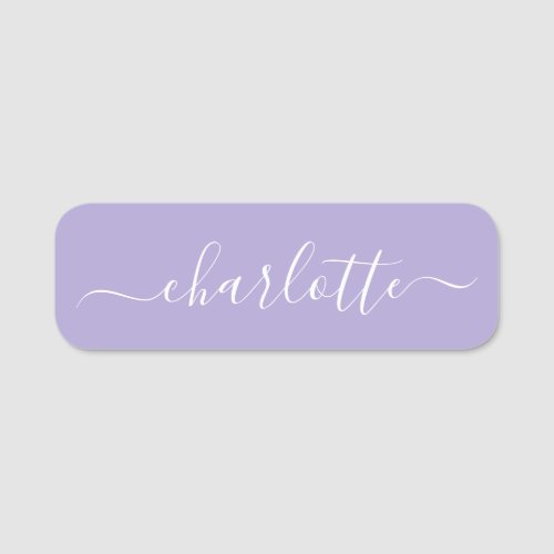Elegant Script Modern Name Personalized Lavender Name Tag
