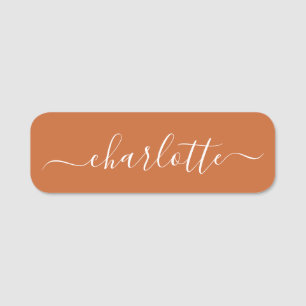 Elegant Script Modern Name Personalized Orange Tag