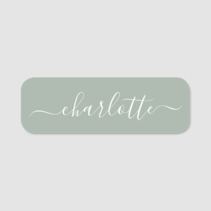 Elegant Script Modern Name Personalized Sage Green Tag
