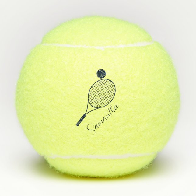 Elegant Script Modern Name Personalized Tennis Balls (Front)