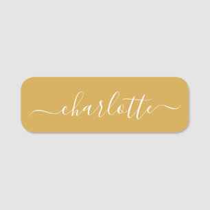 Elegant Script Modern Name Personalized Yellow Name Tag