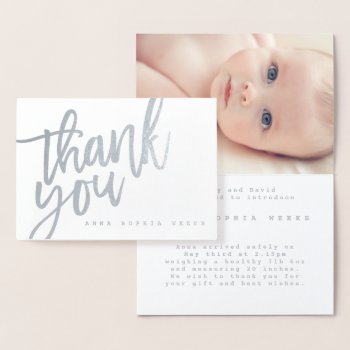 Elegant Script Modern Photo Birth Announcement by Stacy_Cooke_Art at Zazzle