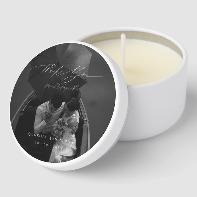 Elegant Script Modern Photo Thank You Mini Candle Favors (Creator Uploaded)