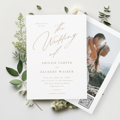 Elegant Script Modern Photo Wedding Invitation