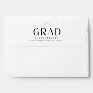 Elegant Script Modern Pink Bow Graduation Envelope