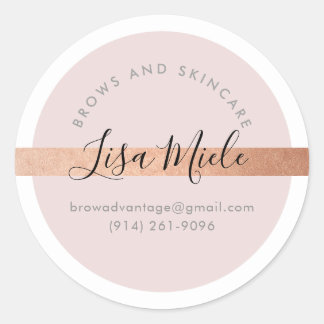 ELEGANT script modern pretty rose gold blush pink Classic Round Sticker