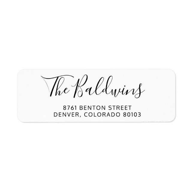 Elegant Script Modern Return Address Label (Front)