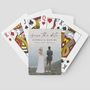 Elegant Script Modern Save The Date Poker Cards