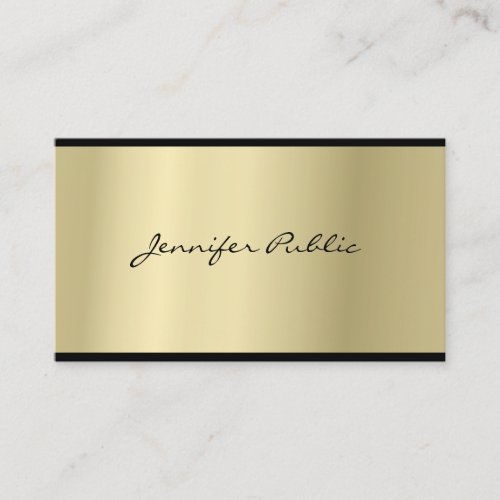 Elegant Script Modern Sleek Glam Gold Look Top Business Card