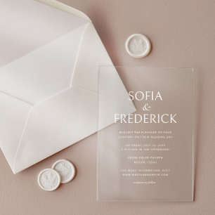 Elegant Script Modern Transparent White Acrylic Invitations