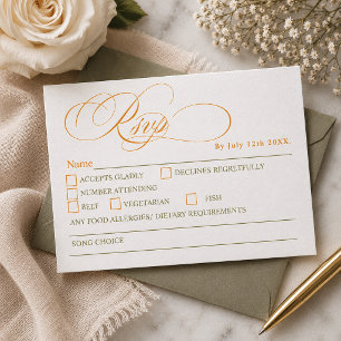 Elegant script modern wedding letterpress RSVP cards