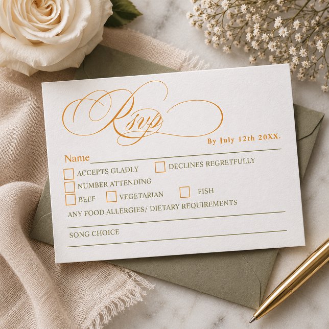 Elegant script modern wedding letterpress RSVP cards (Elegant script modern wedding letterpress RSVP cards)