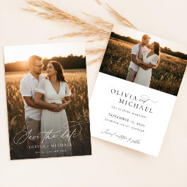 Elegant Script Modern Wedding Photo Save The Date
