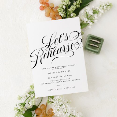 Elegant Script Modern Wedding Rehearsal Dinner Invitation