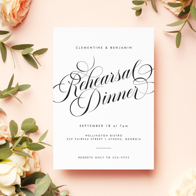 Elegant Script Modern Wedding Rehearsal Dinner Invitation (Creator Uploaded)