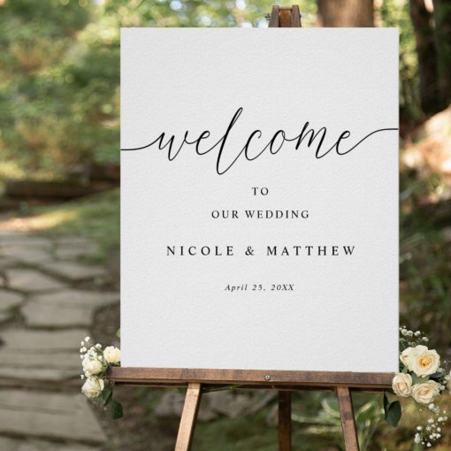 Elegant Script Modern Wedding Welcome Sign | Zazzle