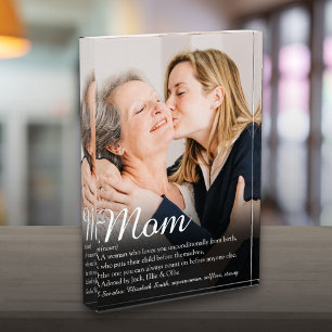Elegant Script Mom Definition Quote Photo Block