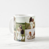 Elegant Script Mom Photo Grid Layout Personalized Coffee Mug (Front Left)