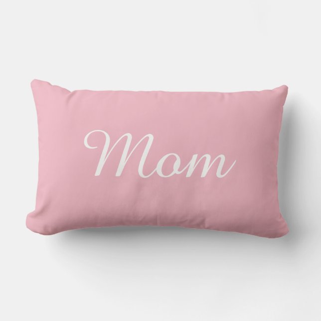 Elegant Script Mom Quote Modern Chic Pink Lumbar Pillow (Front)