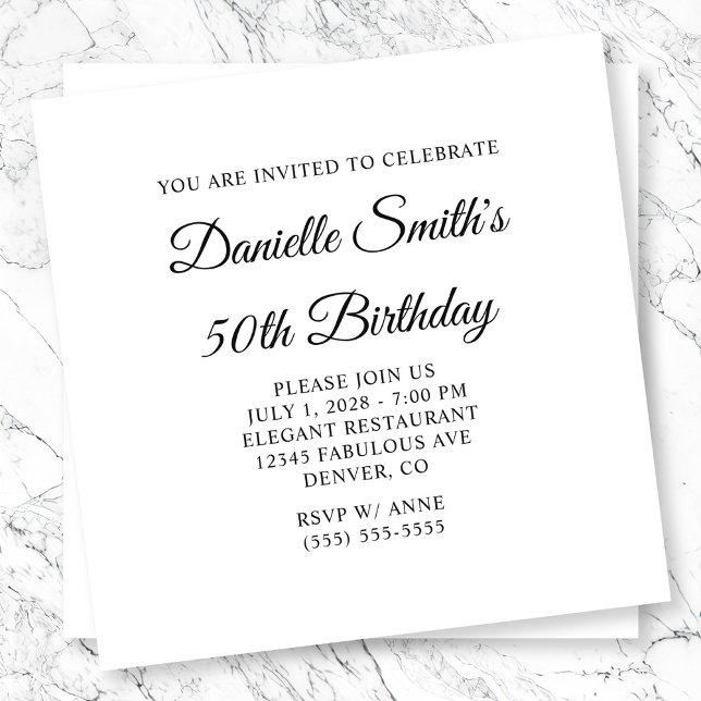 Elegant Script Monogram 50th Birthday Invitation (Elegant Script Monogram 50th Birthday Invitation)
