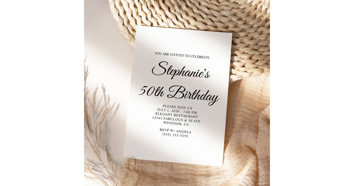 50th Script Elegant Script Monogram 50th Birthday Invitation | Zazzle