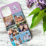 Elegant Script Monogram 6 Photo Lilac and Mint iPhone 12 Pro Max Case<br><div class="desc">Elegant and feminine, personalized iPhone case in lilac, mint green and grey, with 6 of your favorite photos as well as your monogram. This pretty design has a bold initial with handwritten script typography for your name. The photo template is set up for you to add 6 pictures which are...</div>