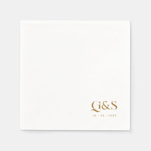 Elegant Script Monogram and Date Wedding Napkins