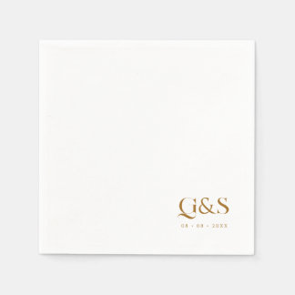 Elegant Script Monogram and Date Wedding Napkins