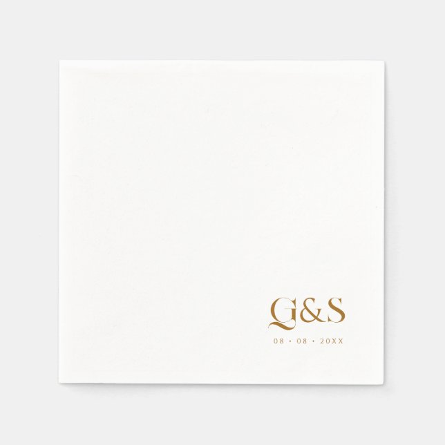 Elegant Script Monogram and Date Wedding Napkins (Front)