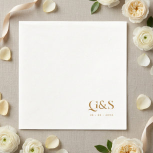 Elegant Script Monogram and Date Wedding Napkins