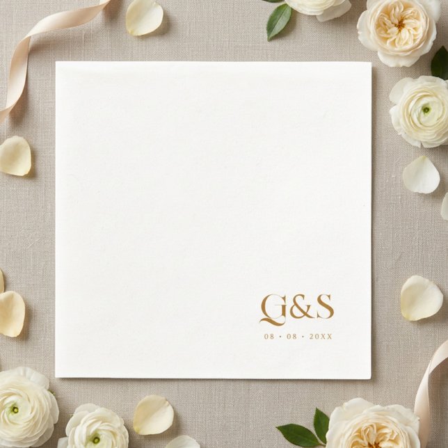 Elegant Script Monogram and Date Wedding Napkins (Creator Uploaded)
