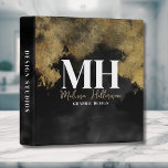 Elegant Script Monogram Black Gold 3 Ring Binder<br><div class="desc">This versatile binder can be personalized for any business or professional use, from office organization to school supplies. It works perfectly for businesses like marketing, consulting, or a personalized home office, and can even be customized as a stylish recipe cookbook or photo album. Featuring a sleek black background with faux...</div>