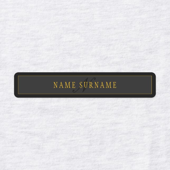 Elegant Script Monogram Black & Gold Labels (Design 1)