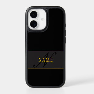 Elegant Script Monogram Black & Gold iPhone 17 Case