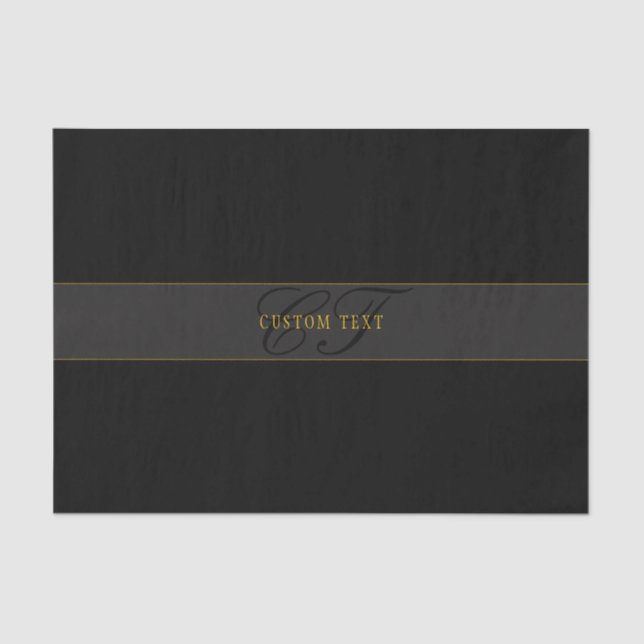 Elegant Script Monogram Black & Gold Tissue Paper (Front)
