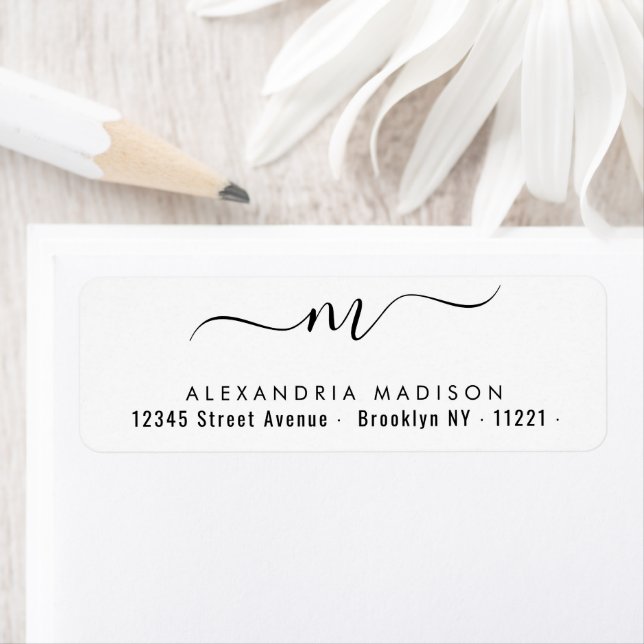 Elegant Script Monogram Black Modern Typography Label (Insitu)
