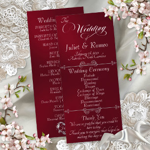 Elegant Script & Monogram - Burgundy Wedding Program