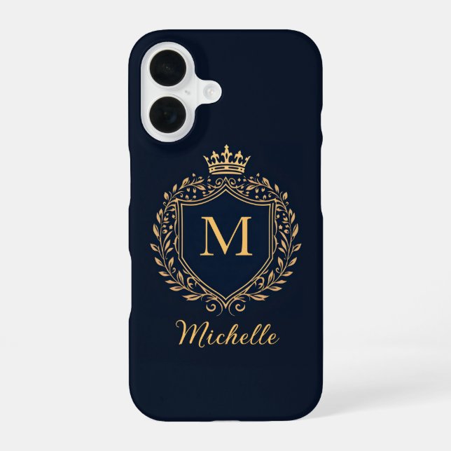 Elegant script Monogram Custom Luxury Black Gold   Iphone Case (Back)
