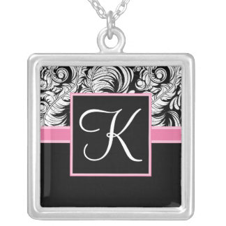 Elegant Script Monogram - Damask Pendant