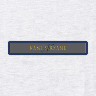 Elegant Script Monogram Dark Navy Blue Grey & Gold Labels