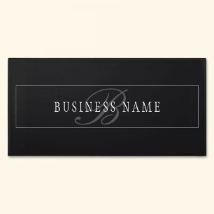 Elegant Script Monogram Editable Black Grey White Door Sign