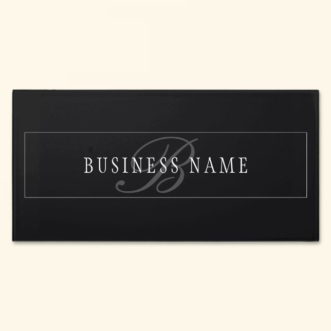 Elegant Script Monogram Editable Black Grey White Door Sign (Creator Uploaded)