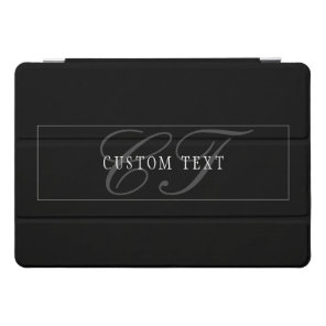 Elegant Script Monogram Editable Black Grey White iPad Pro Cover