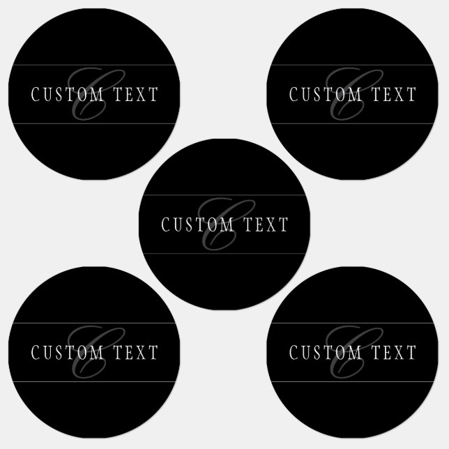 Elegant Script Monogram Editable Black Grey White Labels (Group)