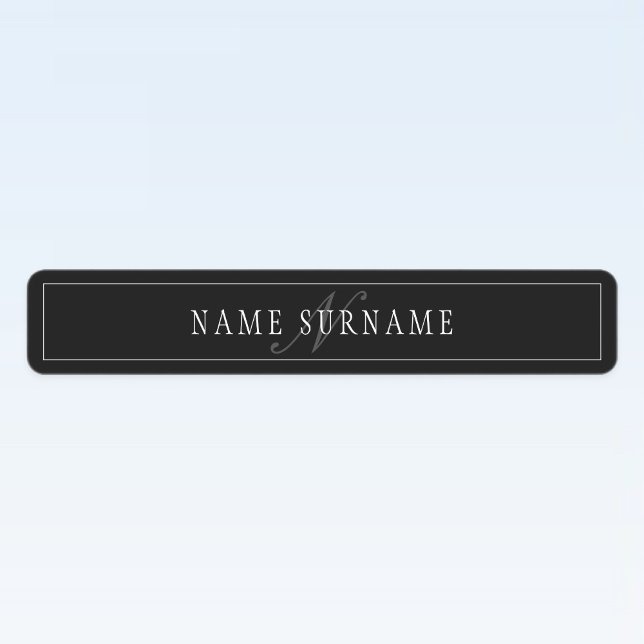 Elegant Script Monogram Editable Black Grey White Labels (Creator Uploaded)