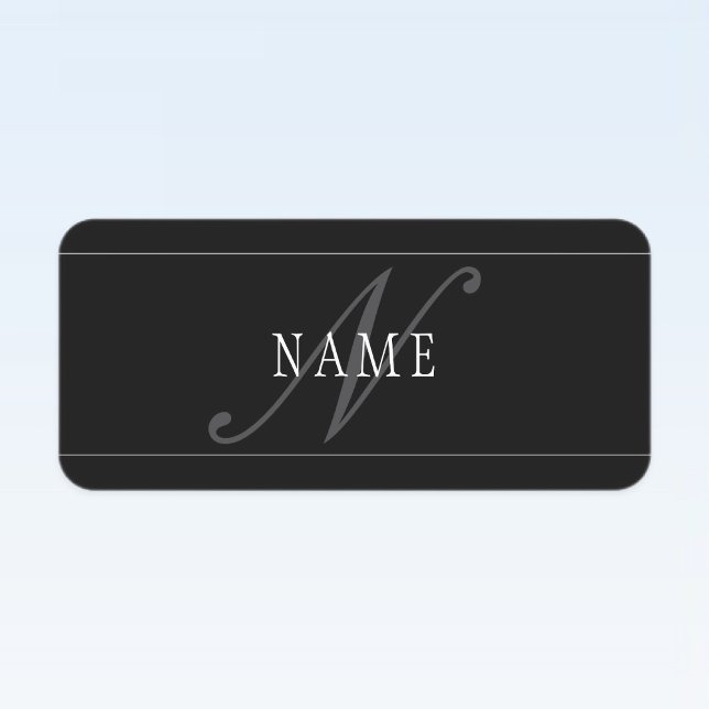 Elegant Script Monogram Editable Black Grey White Labels (Creator Uploaded)