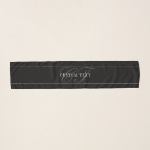 Elegant Script Monogram Editable Black Grey White Scarf
