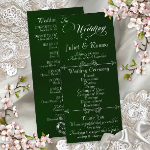 Elegant Script & Monogram - Emerald Wedding Program